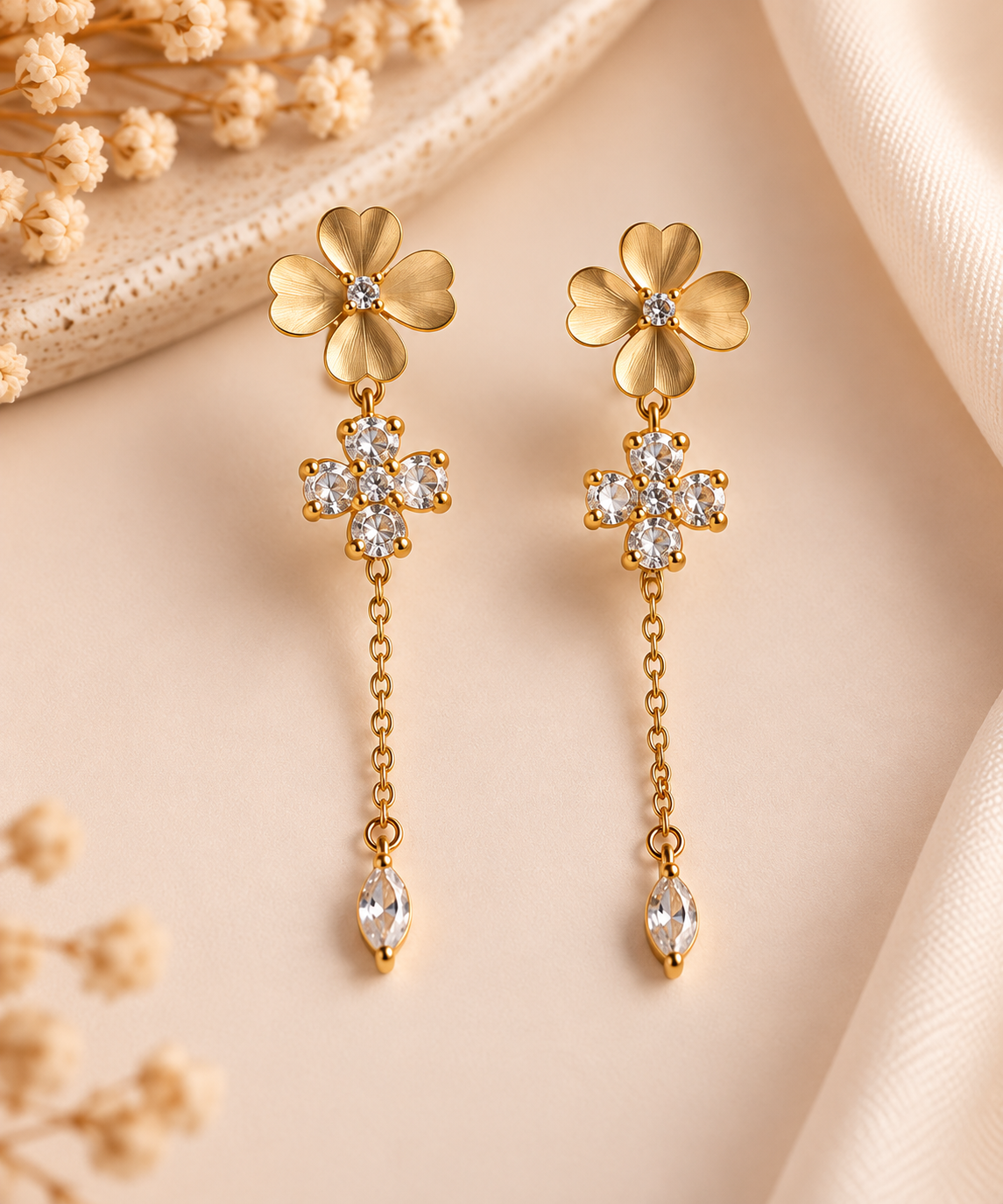 Aurelia Floral Crystal Drop Earrings