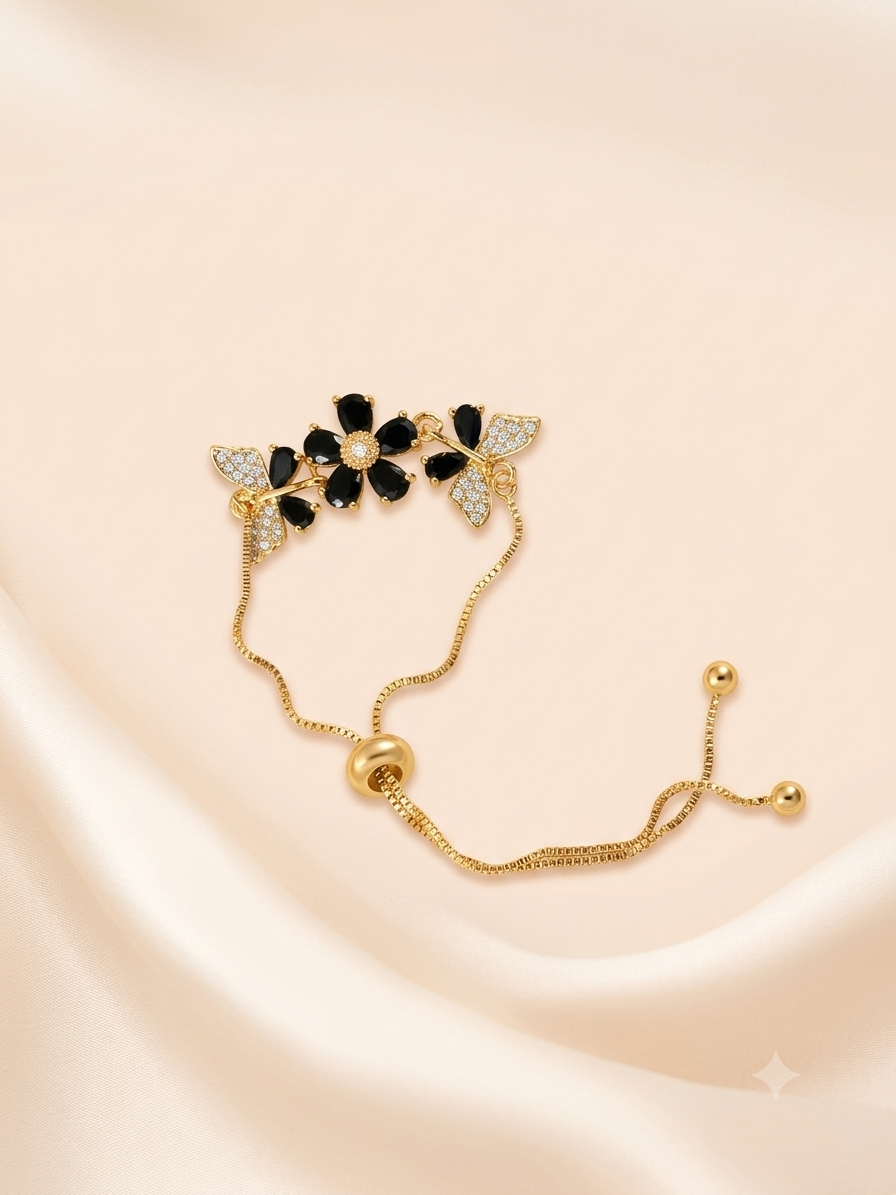 Floral Butterfly Radiance Bolo Bracelet