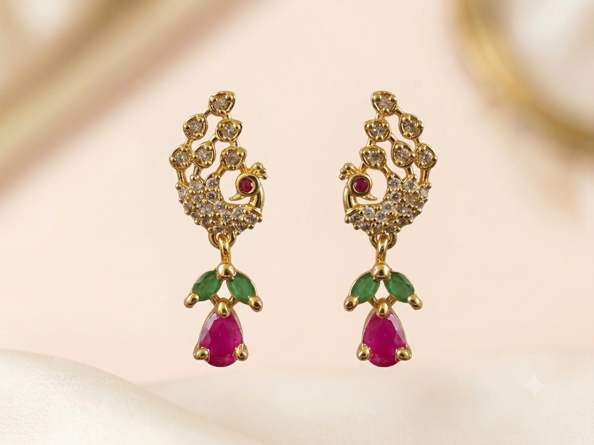 Mayur Heritage CZ Teardrop Earrings