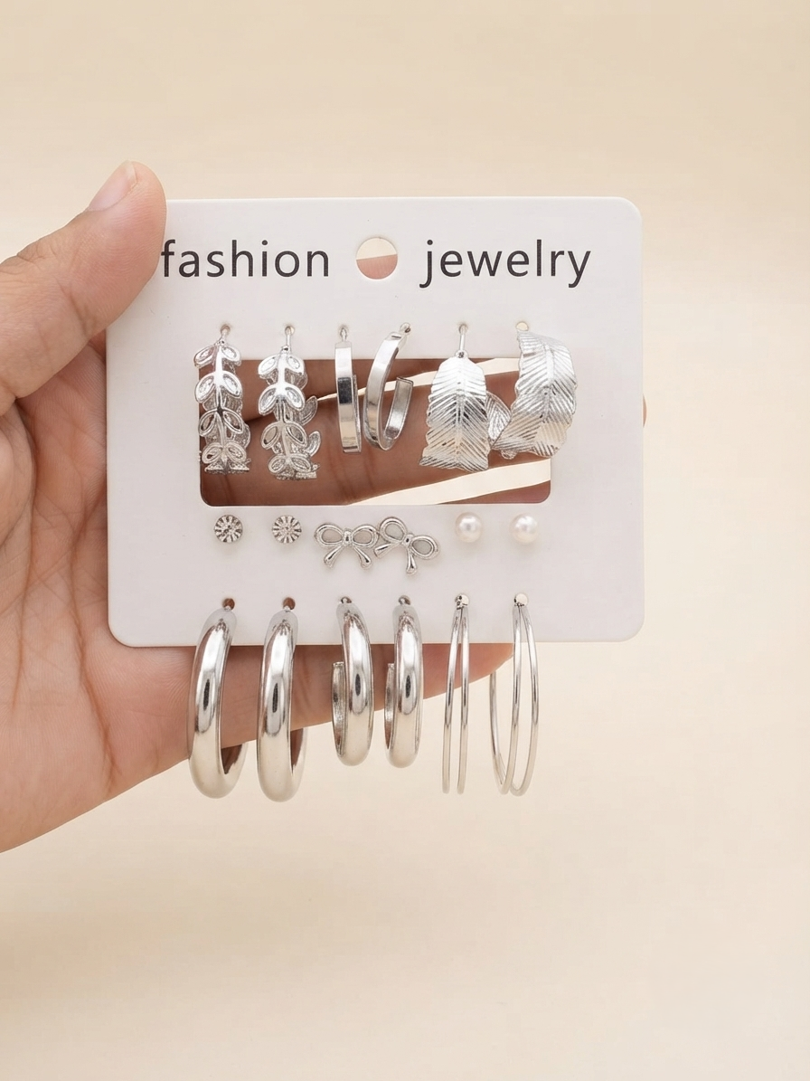 Botanical Silver 9-Pair Curated Earring Collection
