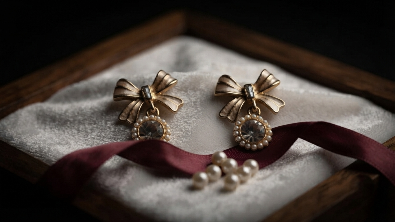 Vintage Juliette Enamel Bow Drop Earrings