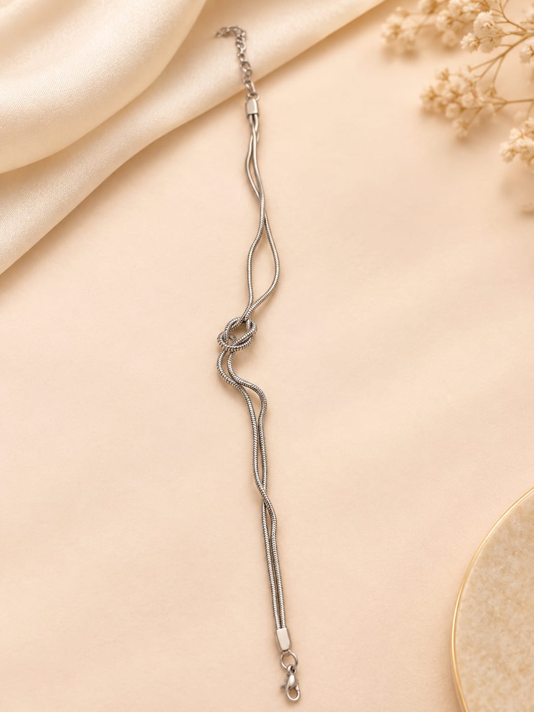 Intertwined Knot Silver Bracelet