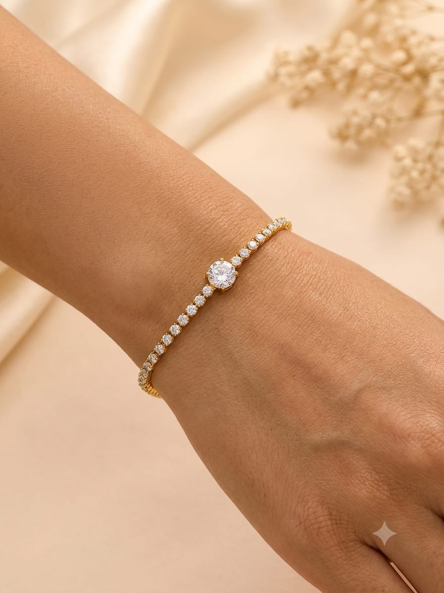 Solitaire Crystal Tennis Bracelet