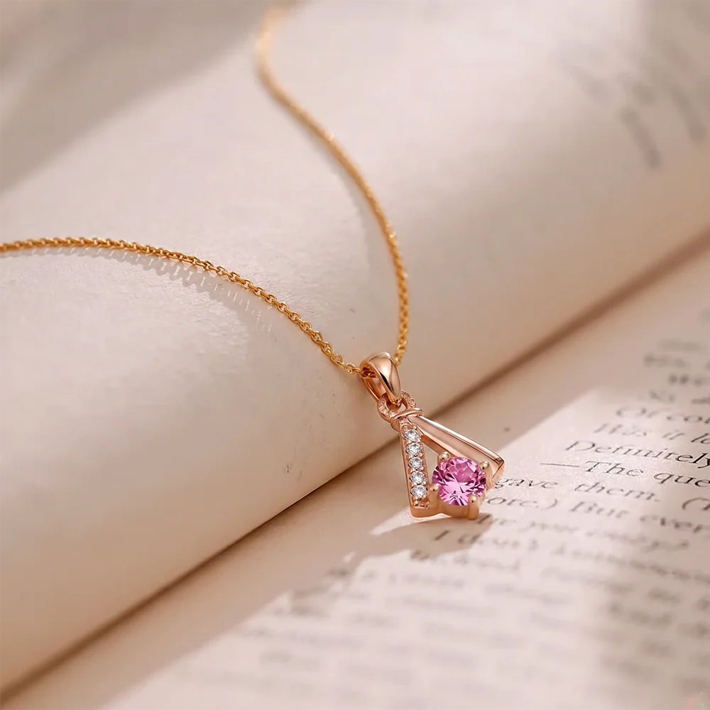 Anti Tarnish Stainless Steel Geometric Elegance Crystal Pendant