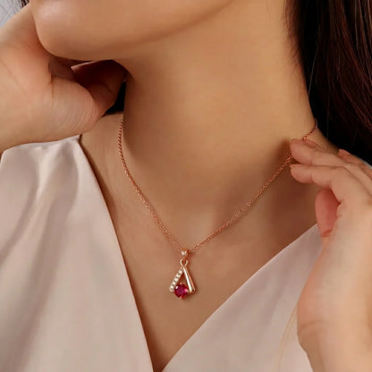 Anti Tarnish Stainless Steel Geometric Elegance Crystal Pendant