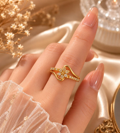 Golden Blossom Adjustable Ring