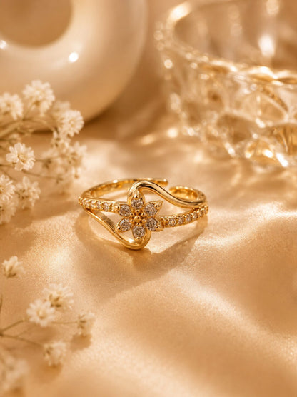 Golden Blossom Adjustable Ring
