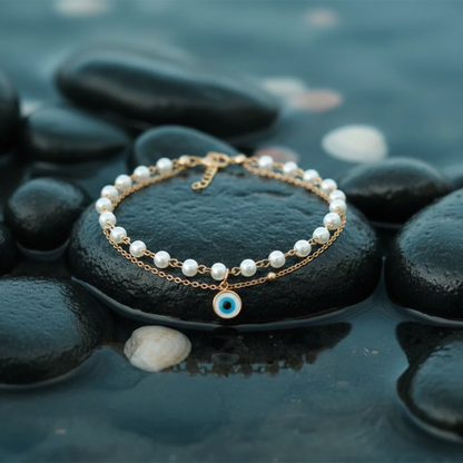 Pearl Evil Eye Multi layer Anti-Tarnish Bracelet