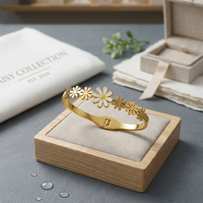 Golden Daisy Anti-Tarnish Floral Bangle
