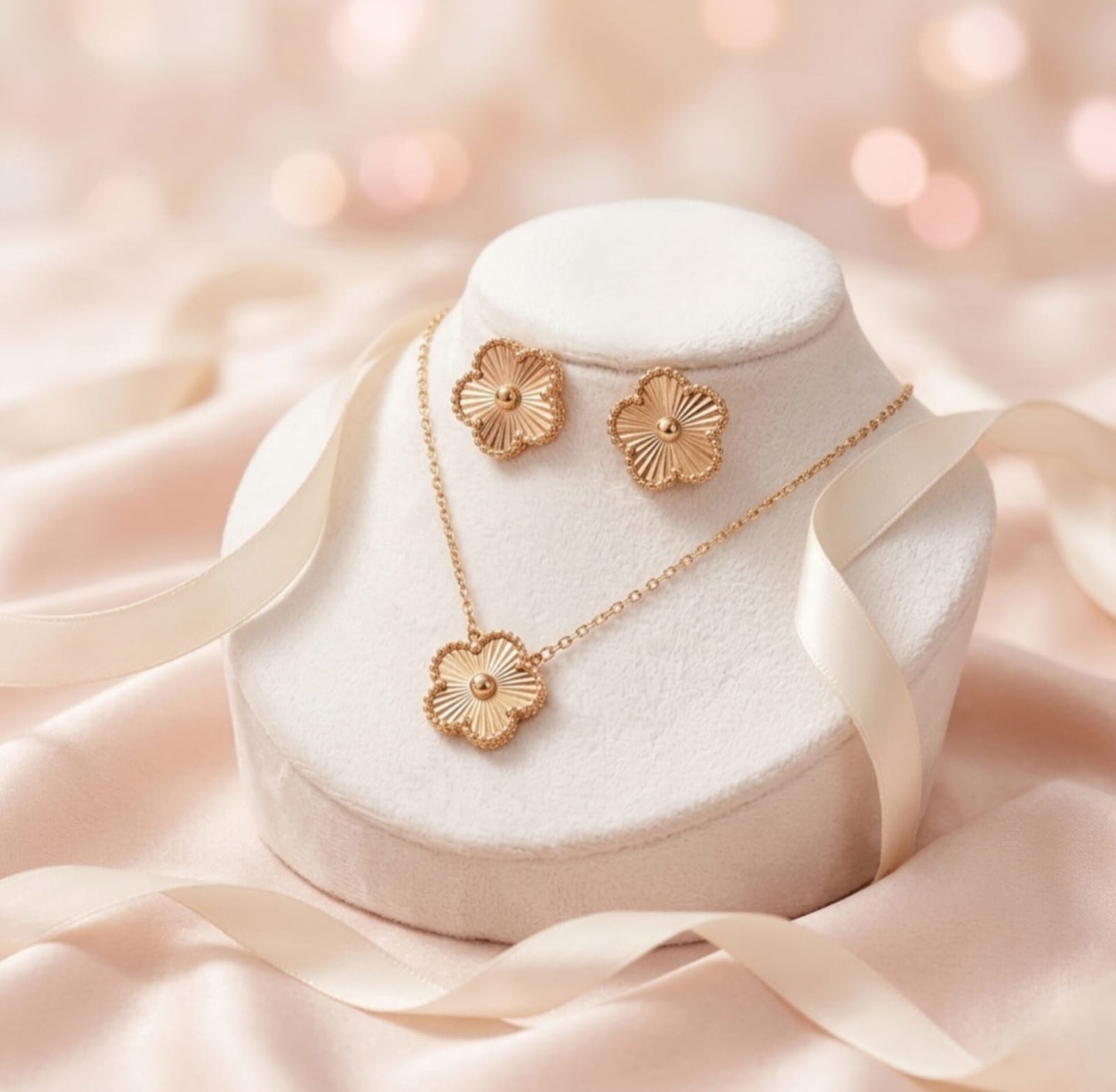 Aurelia Sunburst Clover Necklace Set