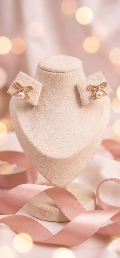 Juliette Bow Pearl Stud Earrings