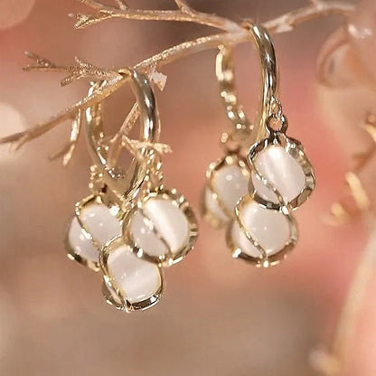 Luna Cat's Eye Cluster Huggie Dangle Earrings