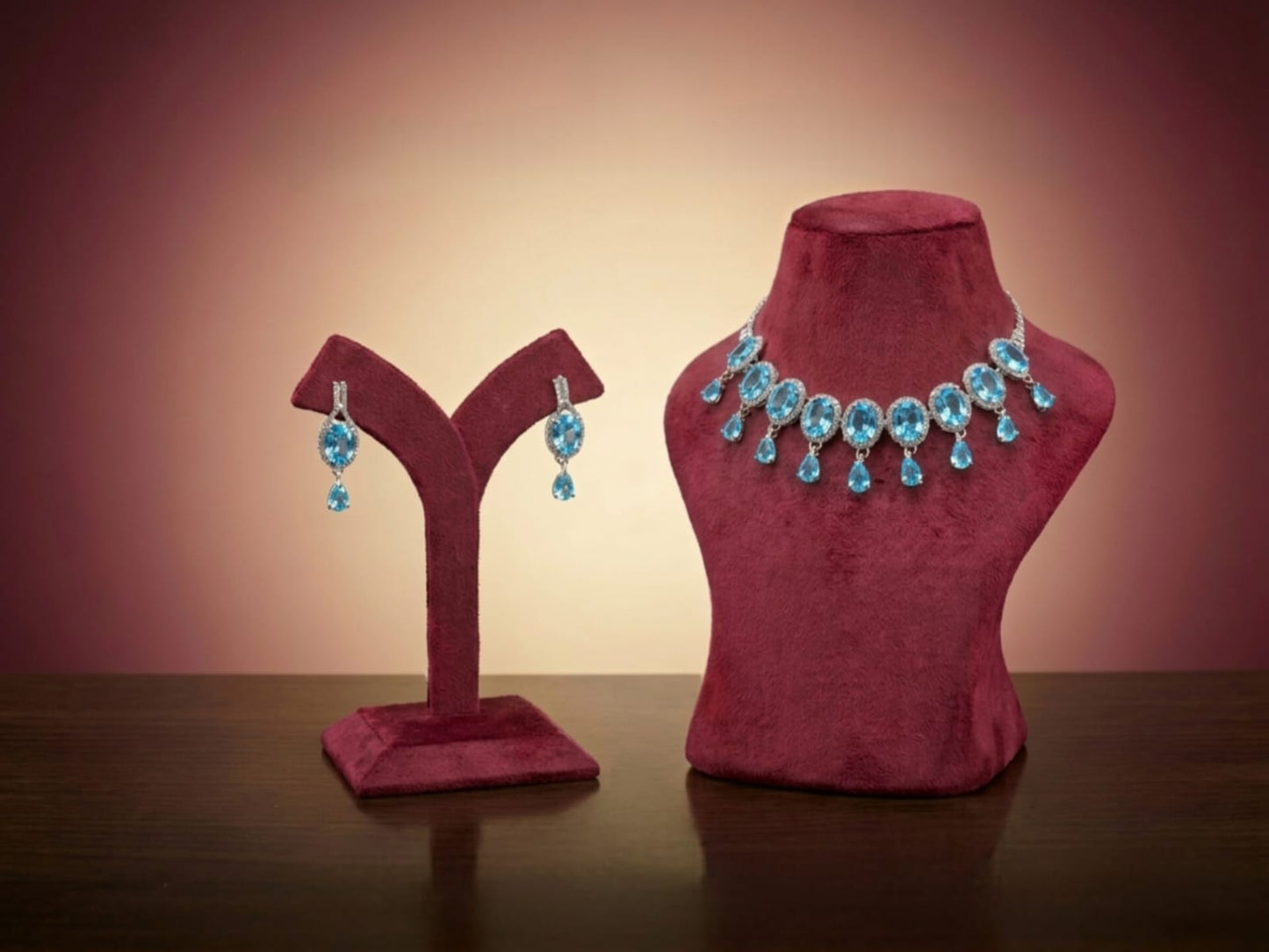 Celestial Teardrop Halo Necklace & Earring Set