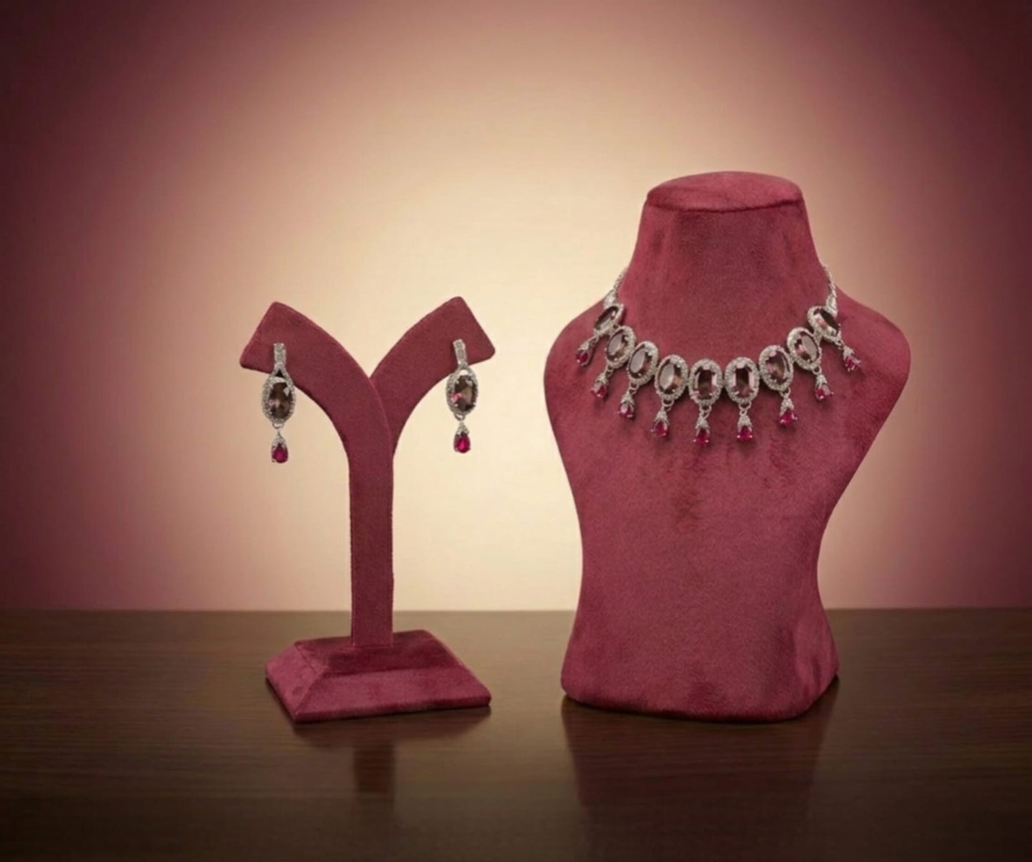 Celestial Teardrop Halo Necklace & Earring Set