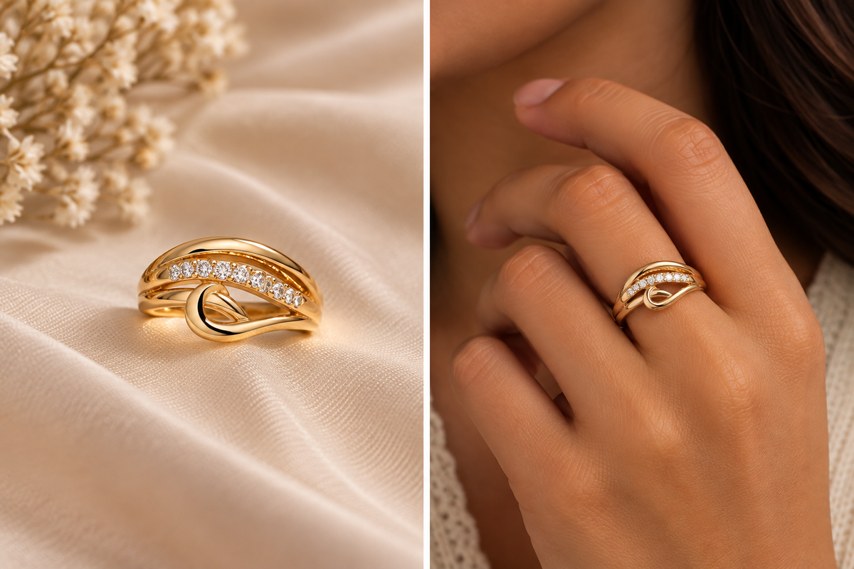 Serena Crystal Knot Ring