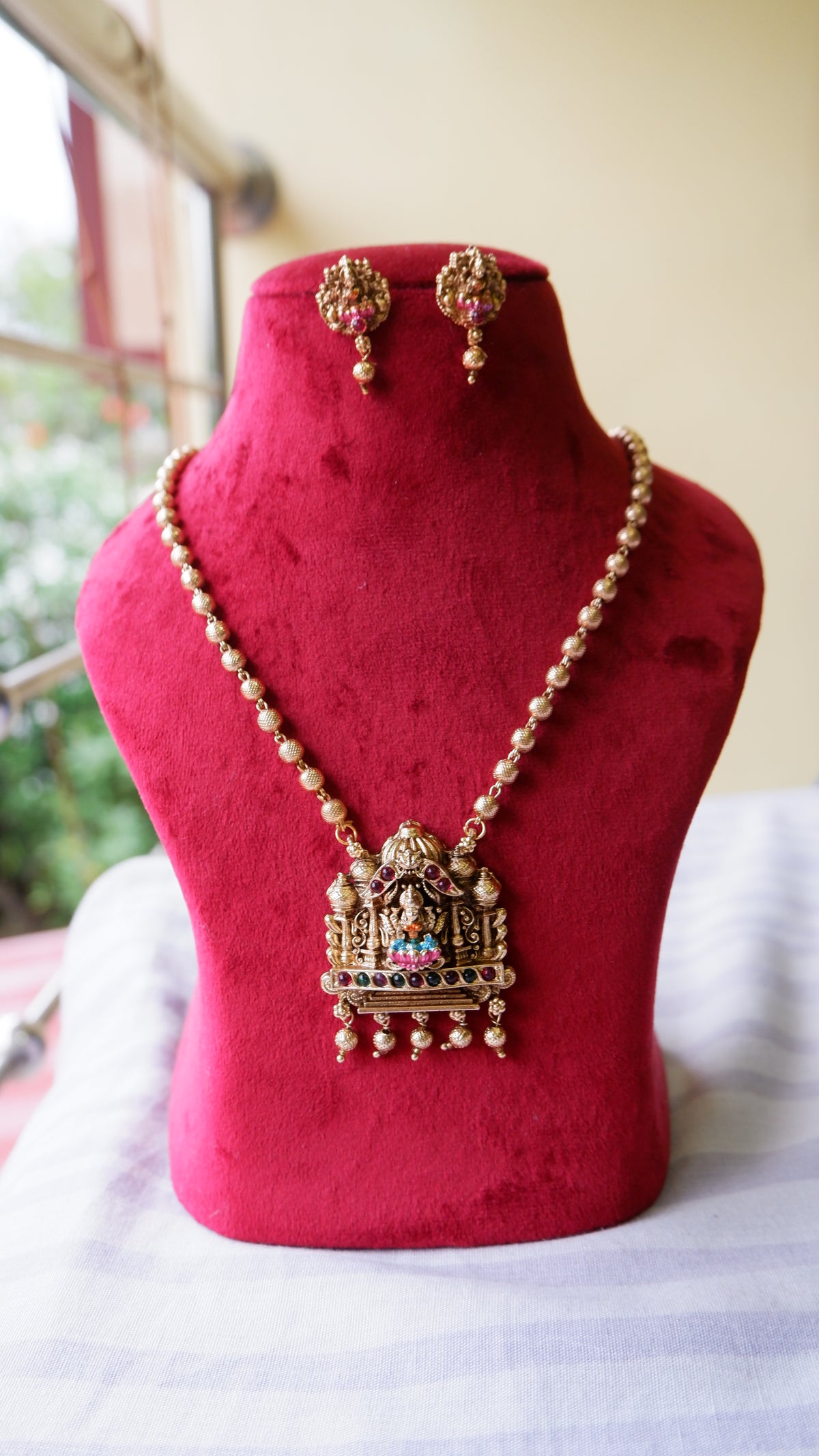 Devi Sannidhi Temple Pendent & Earring Set