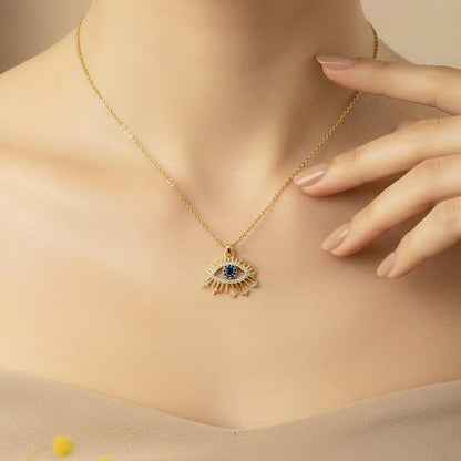 Anti Tarnish Stainless Steel Celestial Evil Eye Crystal Pendant