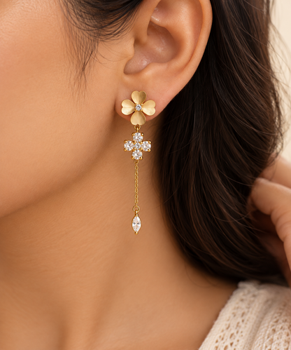 Aurelia Floral Crystal Drop Earrings