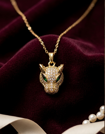 Anti Tarnish Stainless Steel Panthera Emerald Eye Statement Pendent