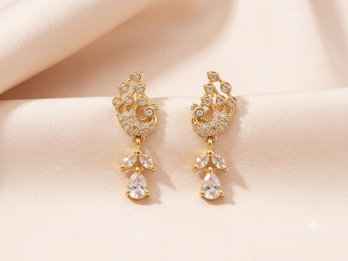 Mayur Heritage CZ Teardrop Earrings