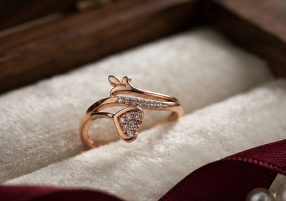 Eternal Hearts Rose Gold Bypass Ring