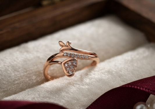 Eternal Hearts Rose Gold Bypass Ring