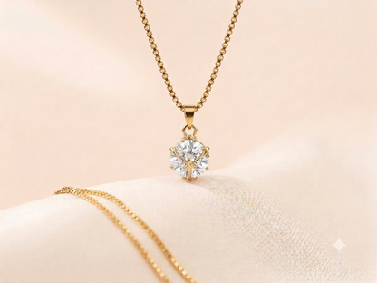 Celestial Solitaire Crystal Pendant Necklace
