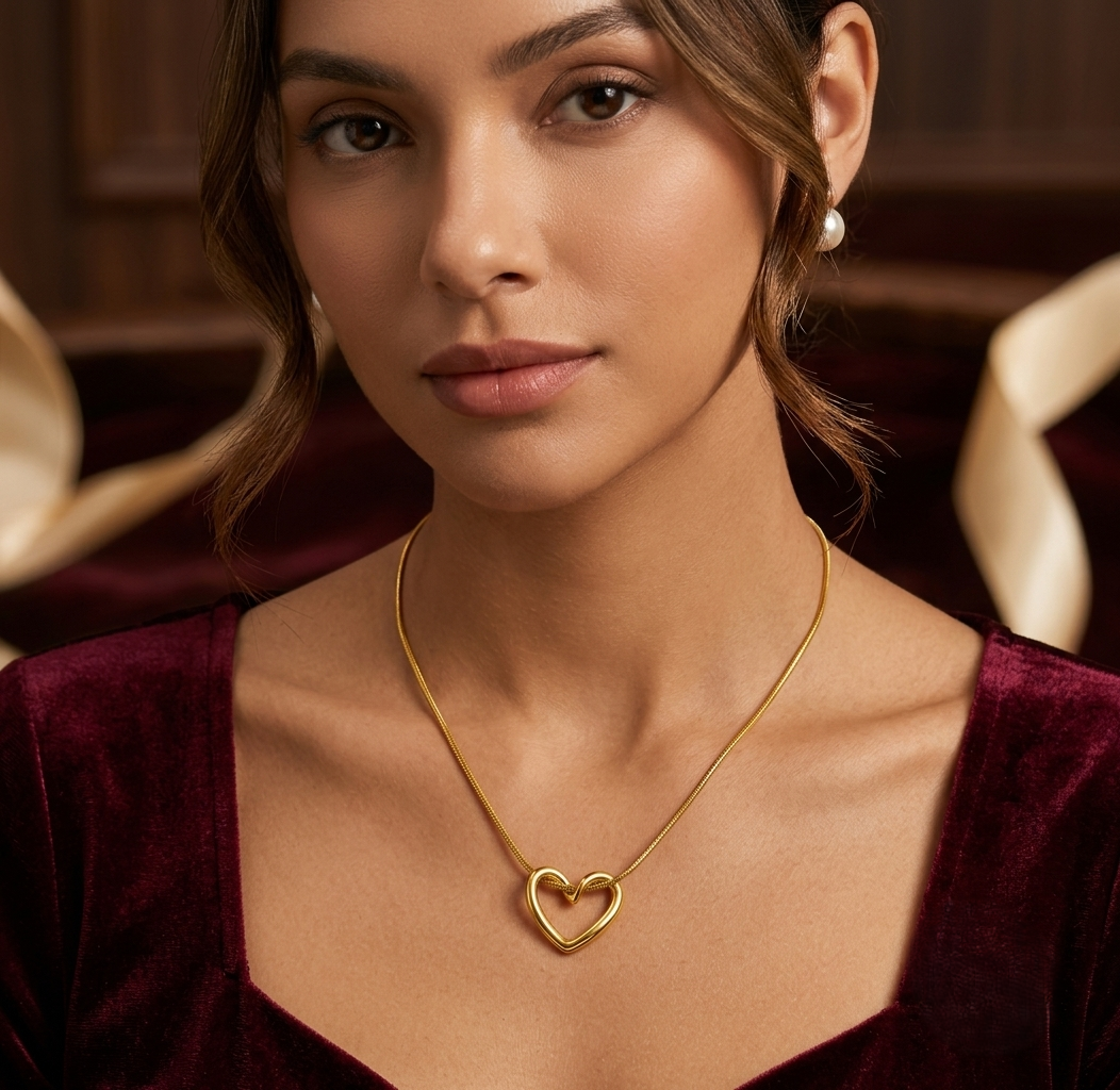 Anti tarnish Stainless Steel Sculpted Open Heart Statement Pendent