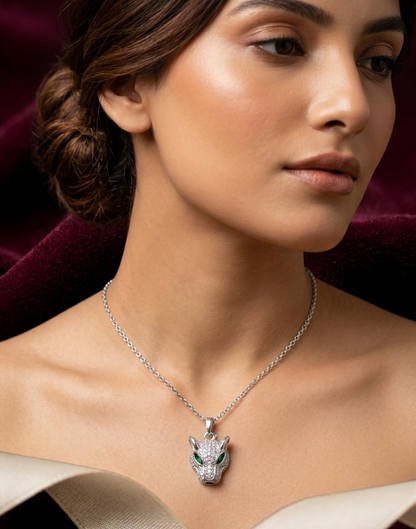 Anti Tarnish Stainless Steel Panthera Emerald Eye Statement Pendent