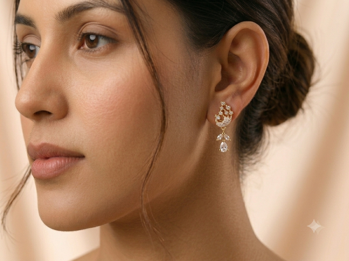 Mayur Heritage CZ Teardrop Earrings