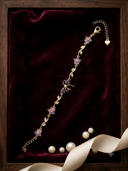 Lavender Dewdrop Anti-Tarnish Gold Bracelet