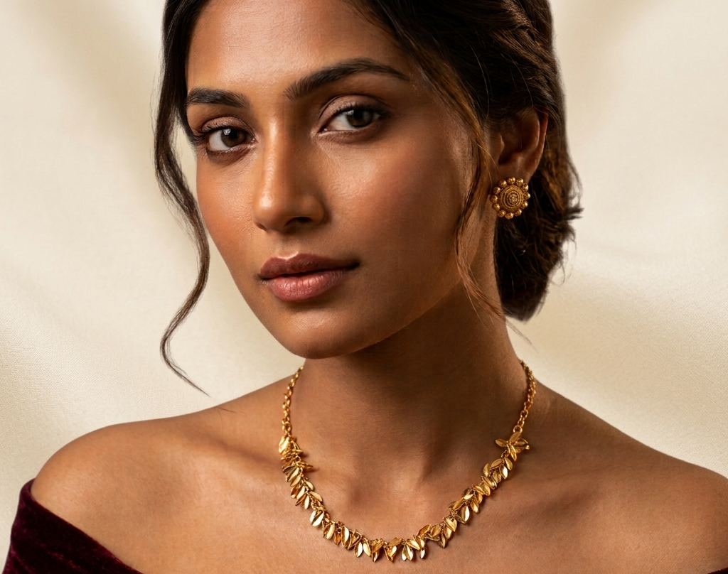 Vanya Leaf Cascade Necklace Set