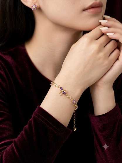 Lavender Dewdrop Anti-Tarnish Gold Bracelet