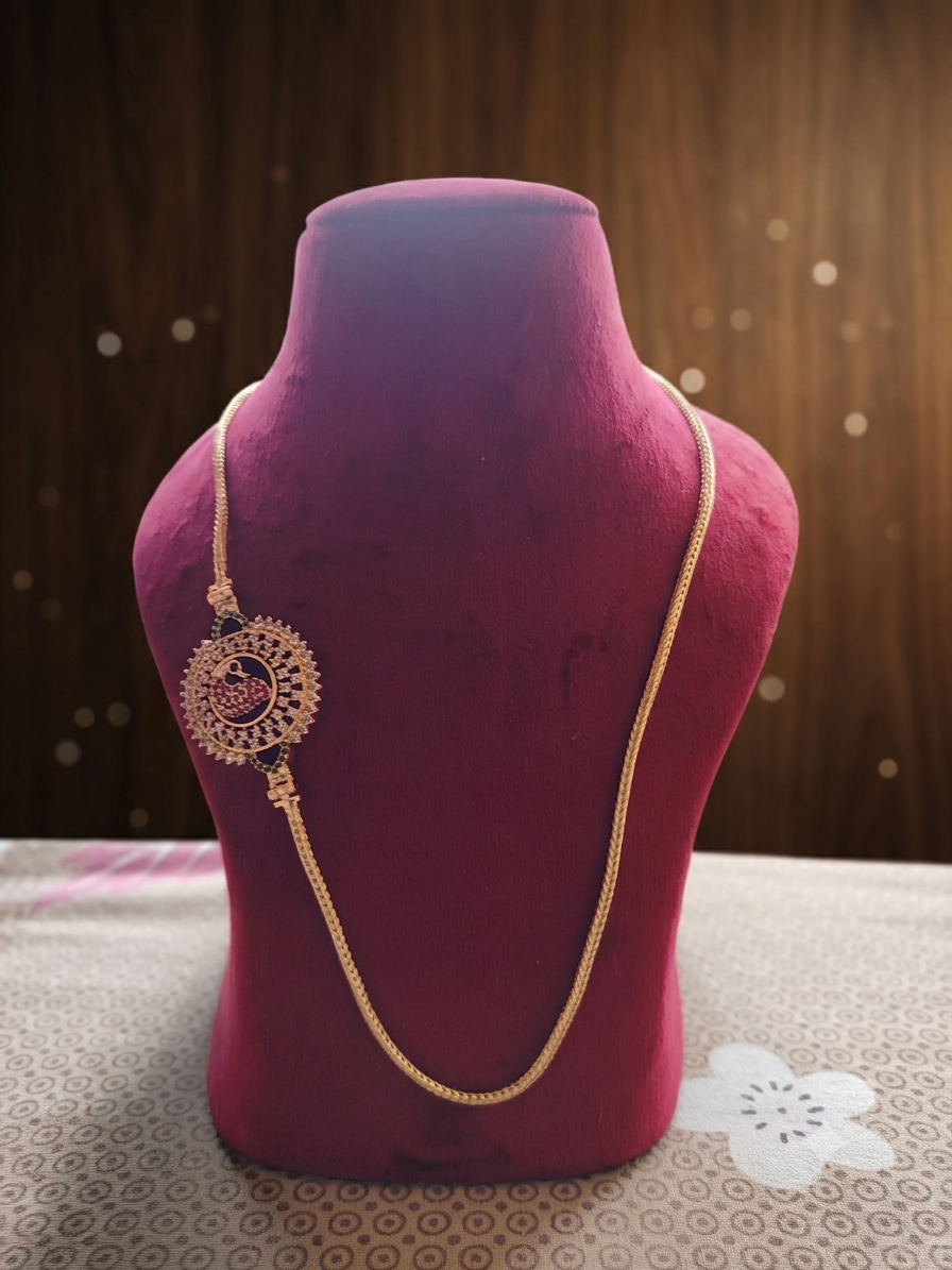 Heritage Sunburst Peacock Mugappu Chain
