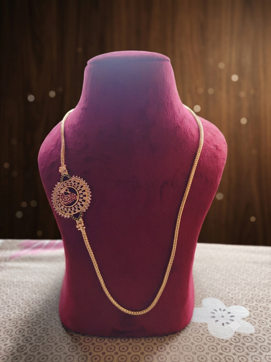 Heritage Sunburst Peacock Mugappu Chain