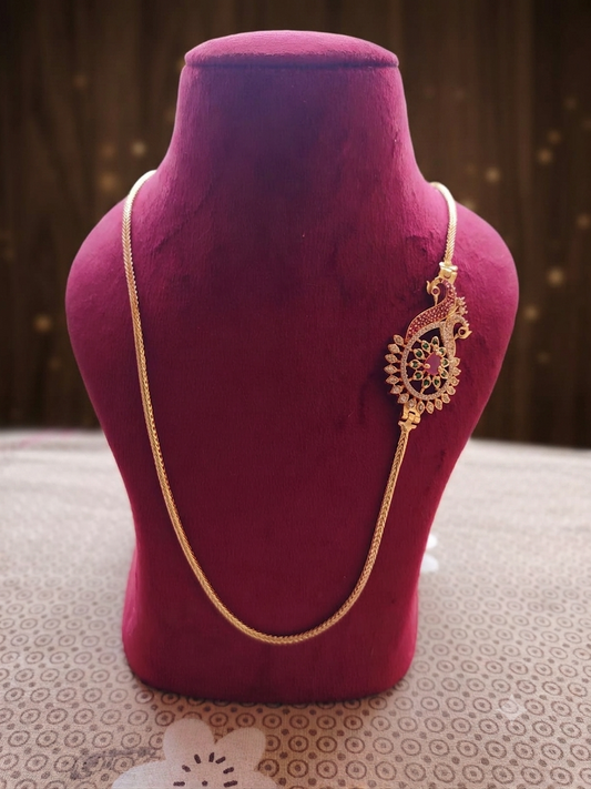 Regal Paisley Peacock Mugappu Chain