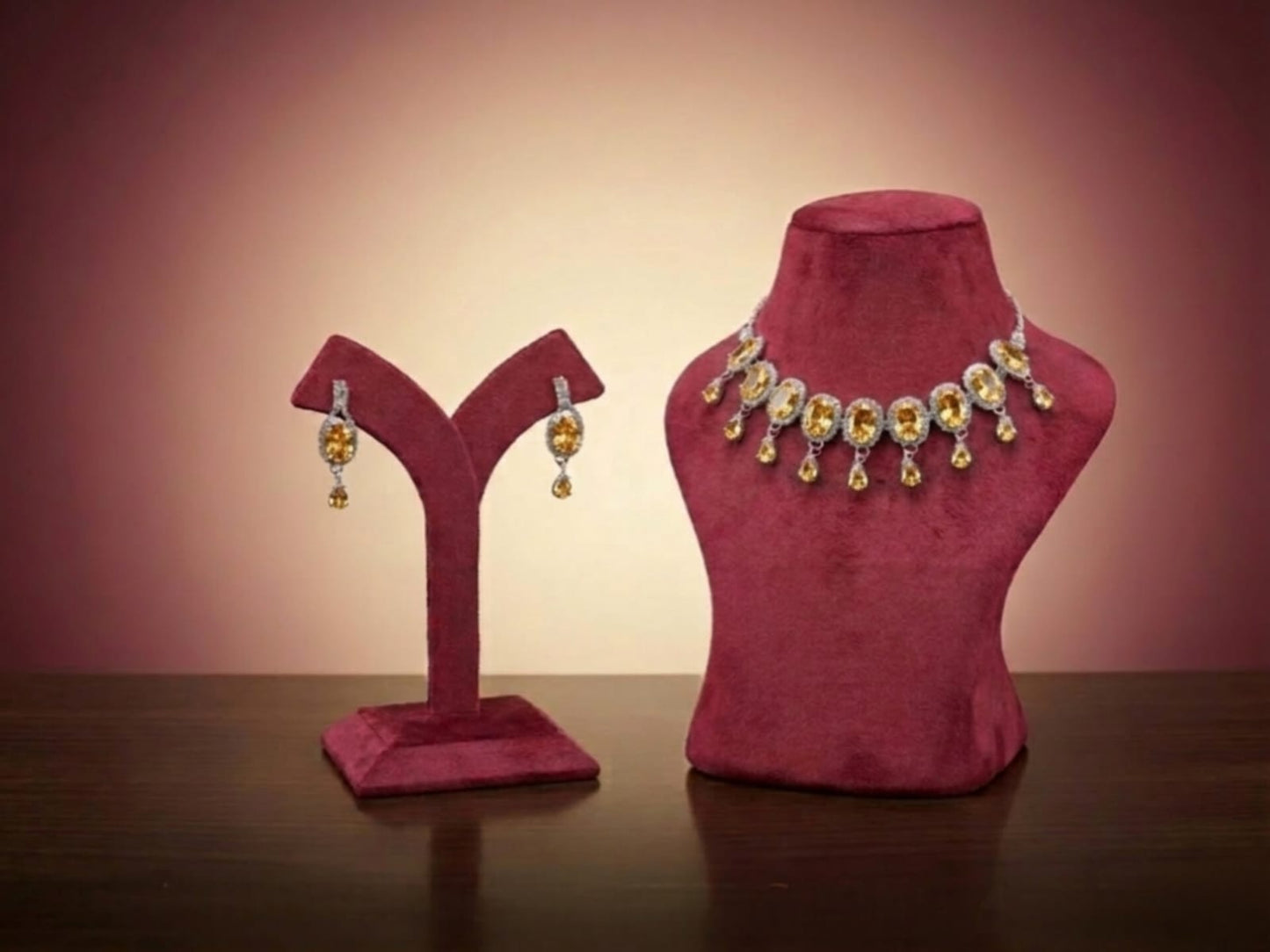 Celestial Teardrop Halo Necklace & Earring Set