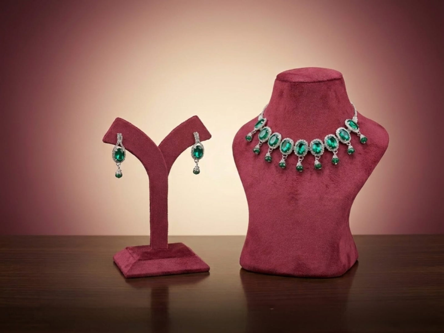 Celestial Teardrop Halo Necklace & Earring Set