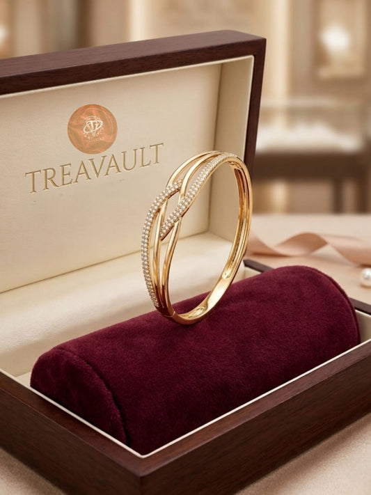 Anti-Tarnish Rose Gold AD Crossover Bracelet