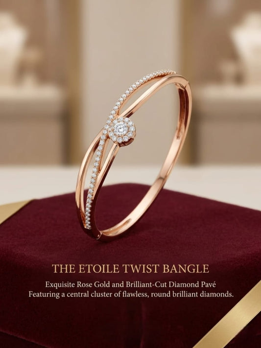 Anti-Tarnish Rose Gold AD Floral Pave Bracelet
