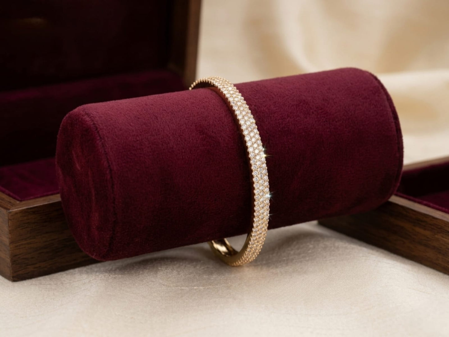 Anti-Tarnish Rose Gold AD Triple Row Bracelet
