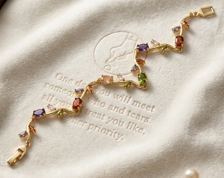 Multicolour Tulip Gold Finish Slider Bracelet