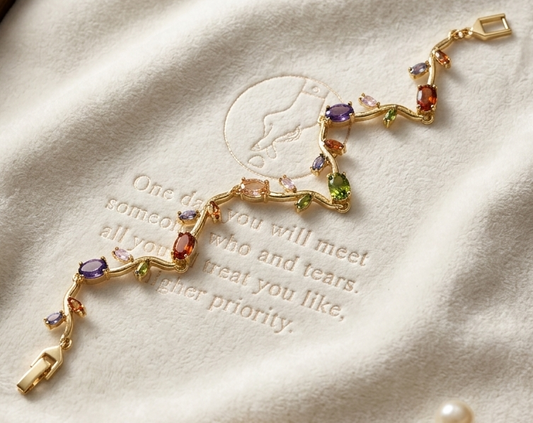 Multicolour Tulip Gold Finish Slider Bracelet