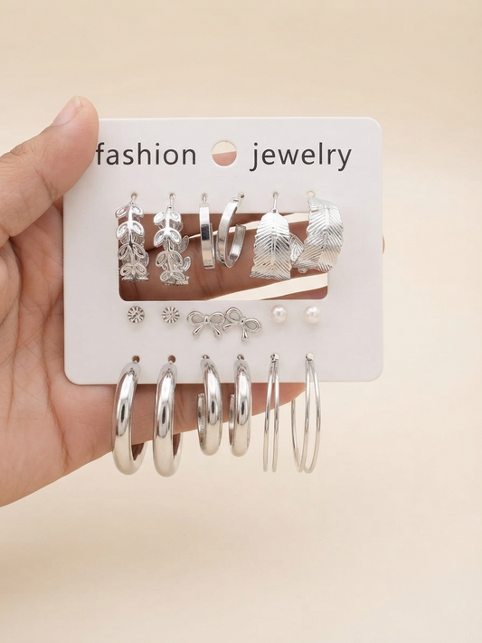 Botanical Silver 9-Pair Curated Earring Collection