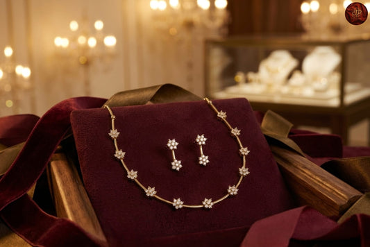 Floral CZ Bar Necklace Set