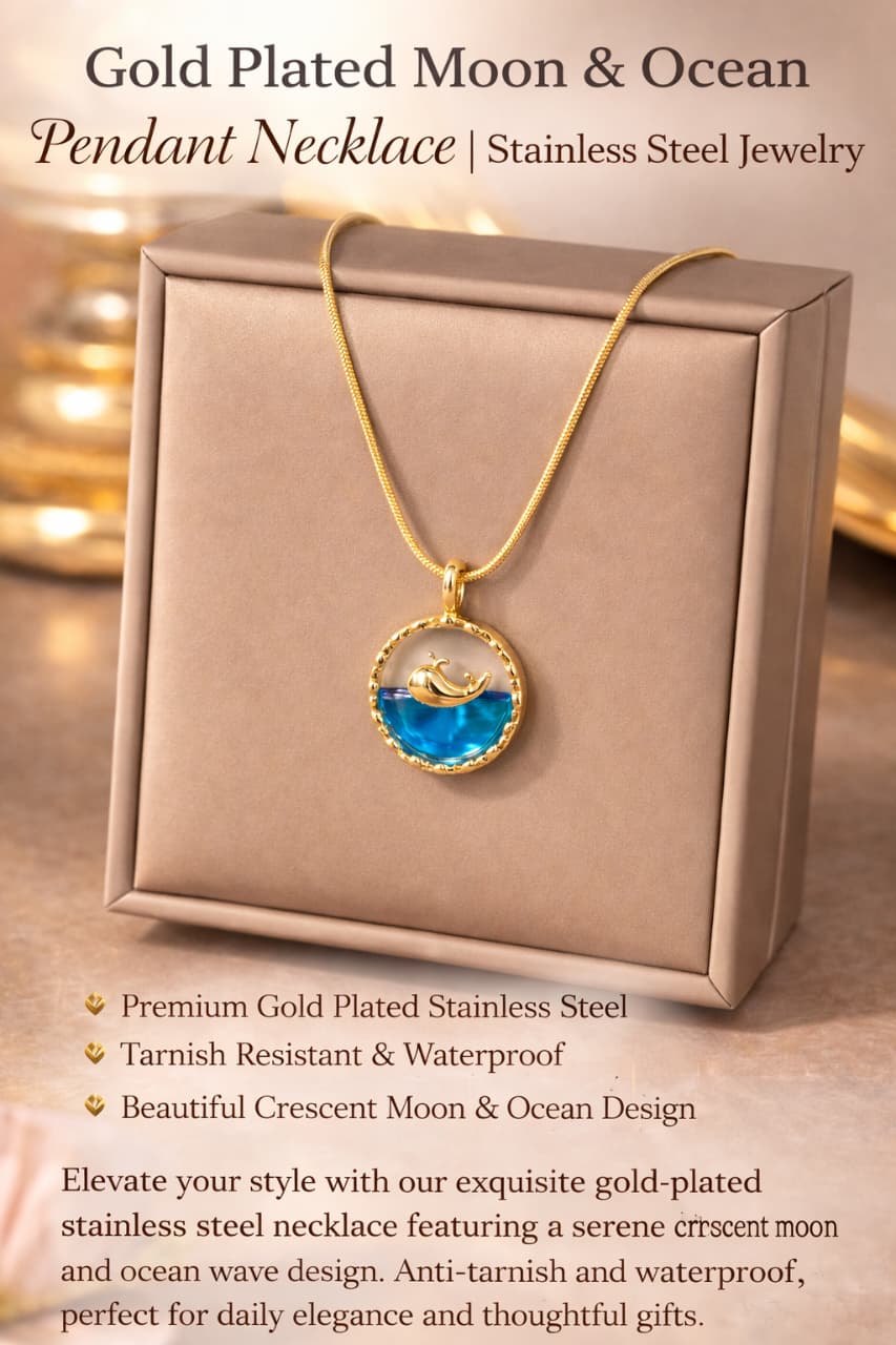 Anti Tarnish Stainless Steel Ocean Wave Whale Pendant