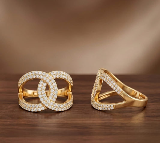 Anti tarnish rose gold AD Infinity Interlock Ring