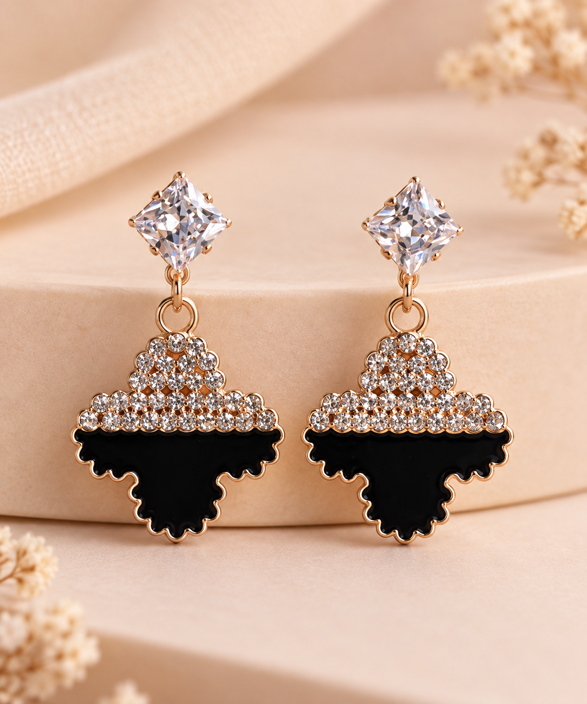 Noir Royale Crystal Drop Earrings