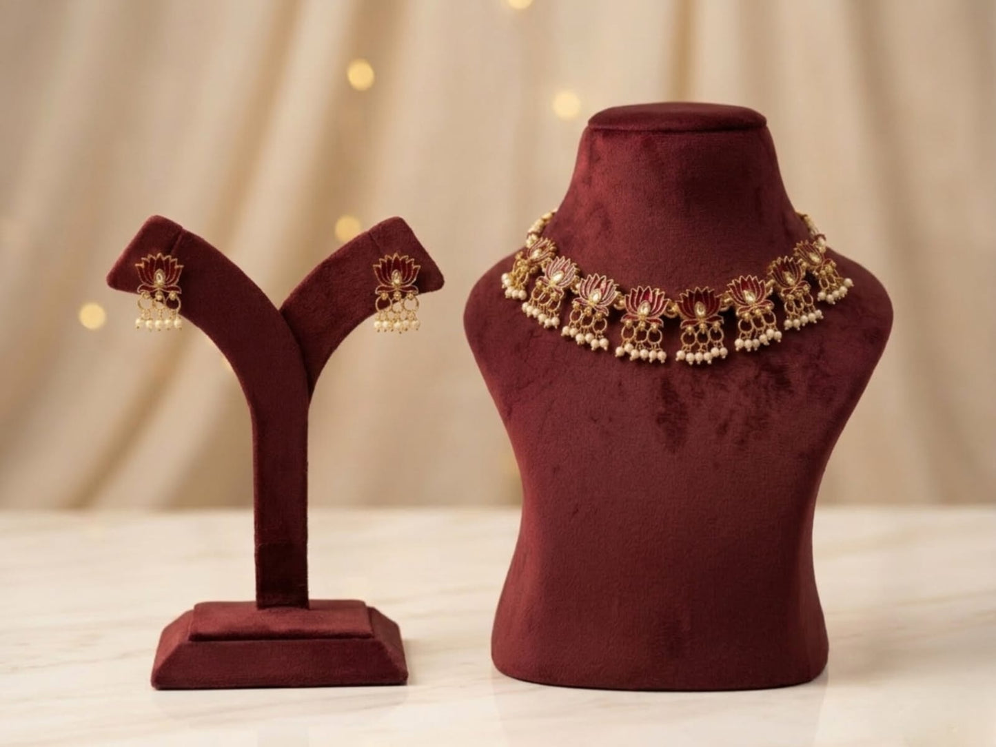 The Heritage Lotus Enamel & Pearl Necklace Set