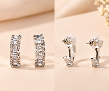 Lumière Baguette Crystal Huggie Earrings